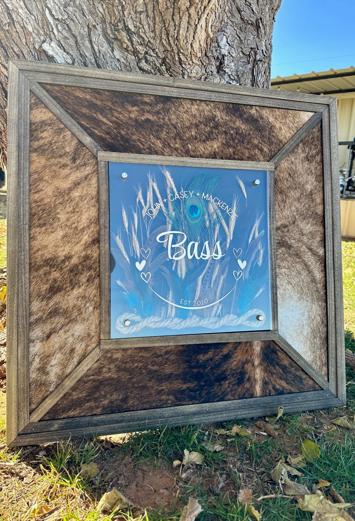 Handmade Frame with Branded Cowhide