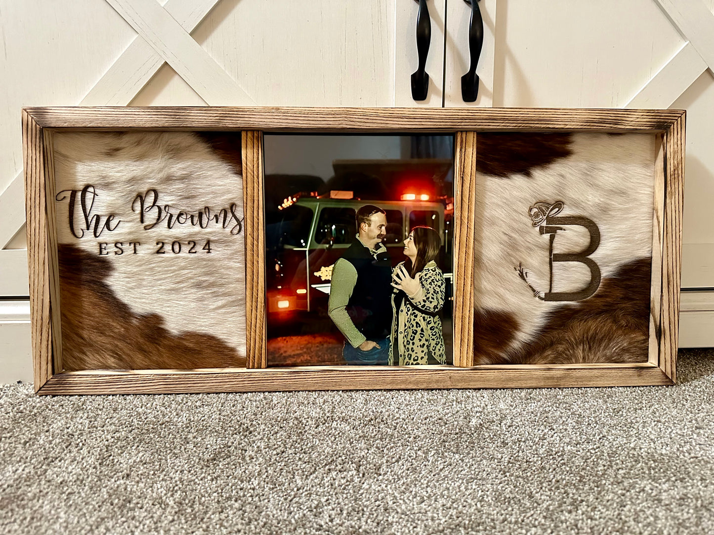 Handmade Frame with Branded Cowhide